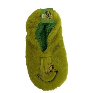 The Grinch Slippers Mens Womens M L Fuzzy Plush Character House Shoes